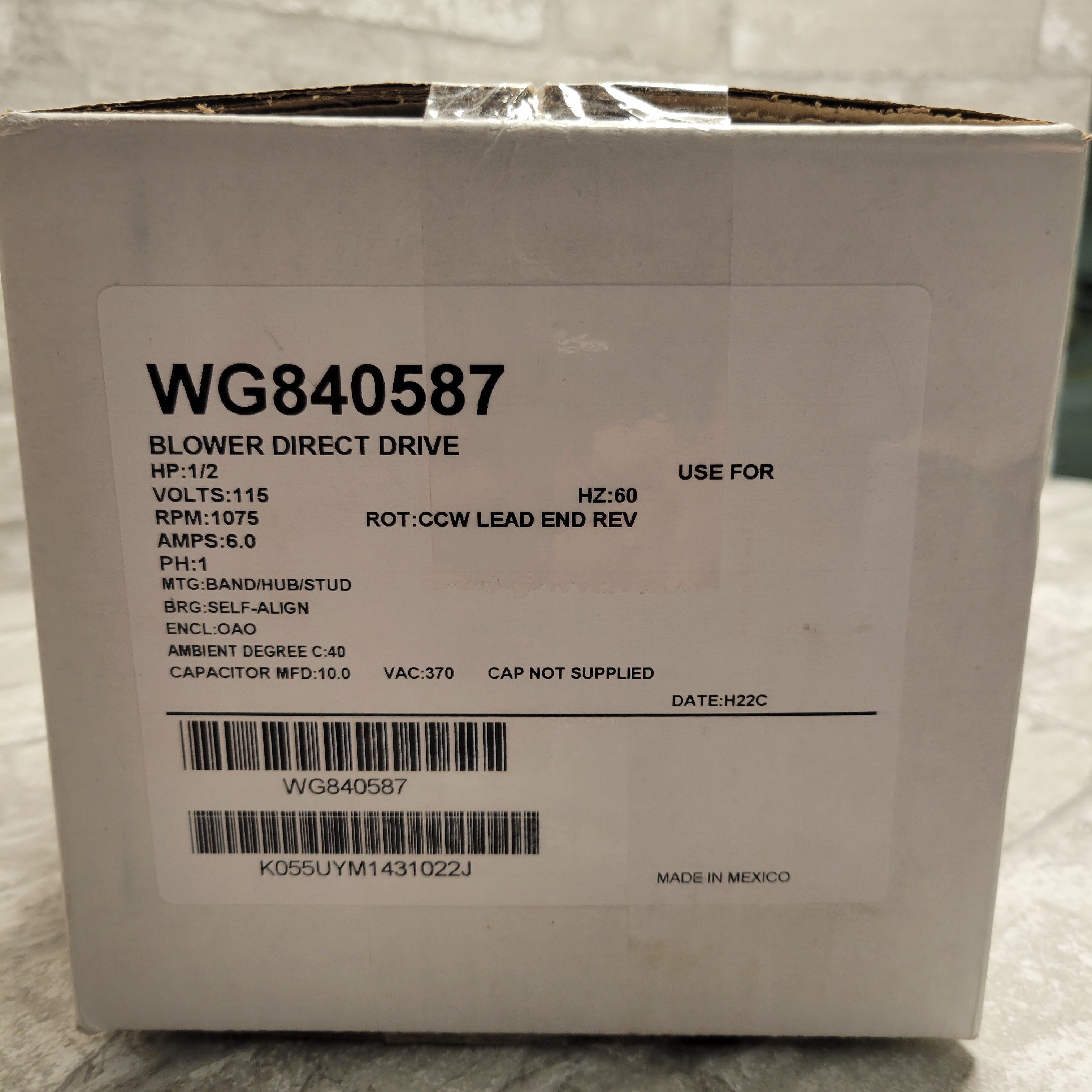 WG840587 Direct Drive Fan Blower Motor 1/2 HP 115V (8042979852526)